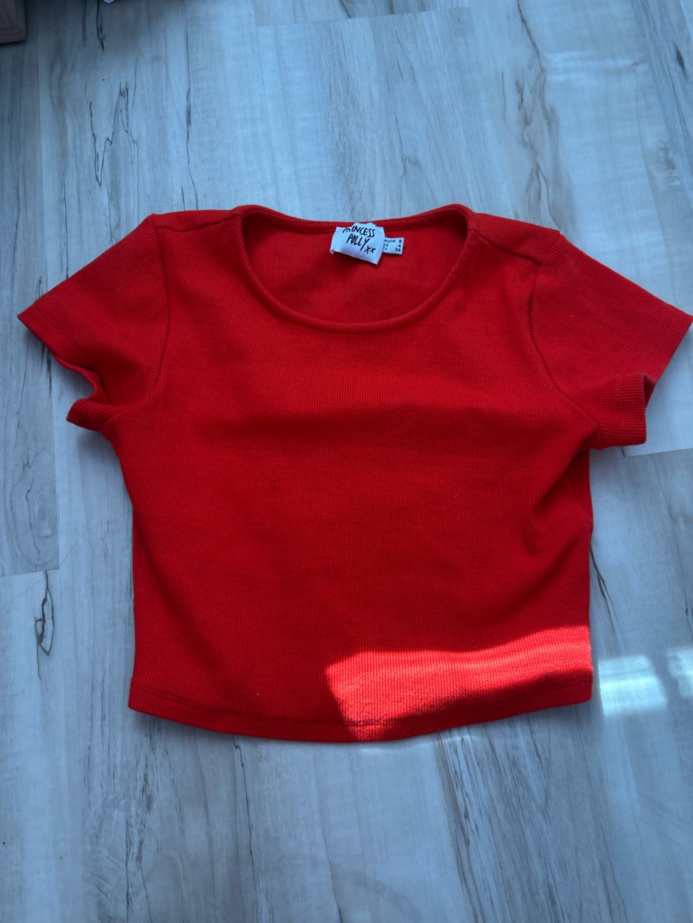 princess polly red cropped tee
